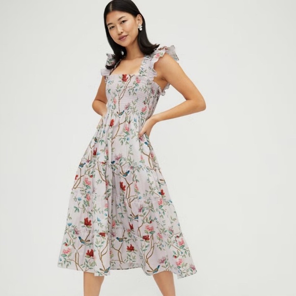 Hill House Home Ellie Nap Dress Diane Hill Pink Floral Midi 2022 Size Medium - Picture 1 of 11